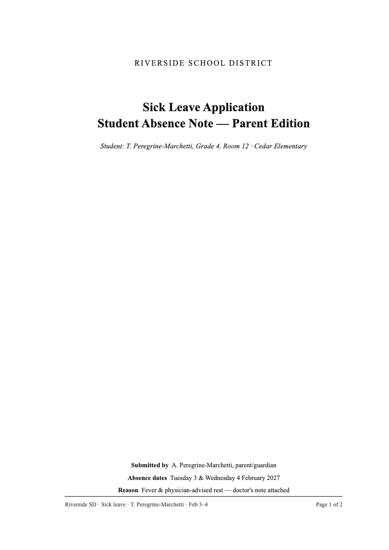 Dissertation manuscript sick leave